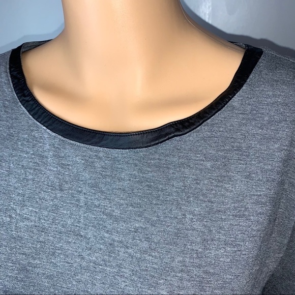Halogen 3/4 length sleeve vegan leather trim tee - Picture 3 of 9
